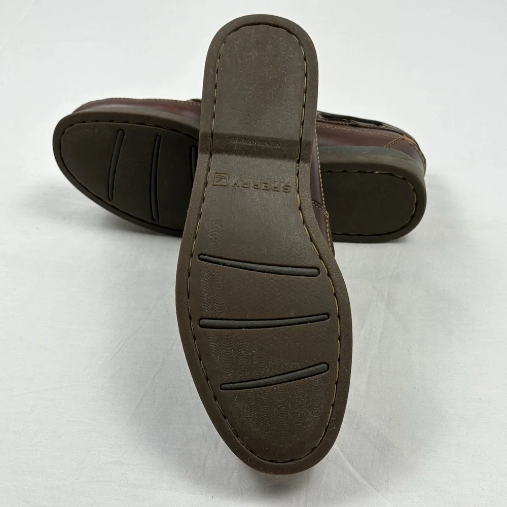 Sperry Top Sider Mako Collection Brown Leather Boat Shoes Moc Round Toe 9.5M EUC